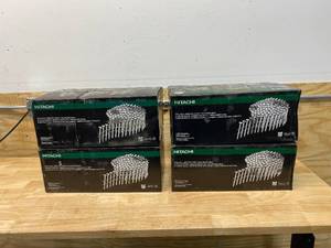 lot 74 image: METABO HPT (was Hitachi Power Tools) Lot of 4 Cases of- 1-12-in 15-Degree Pneumatic Roofing Nails (7200-Count Per Case)