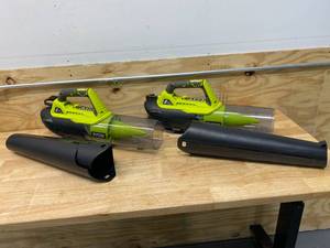lot 76 image: RYOBI Lot of 2-  135 MPH 440 CFM 8 Amp Corded Electric Jet Fan Blowers