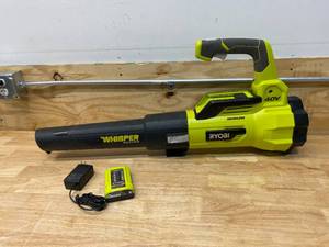 lot 77 image: RYOBI 40V Brushless 125 MPH 550 CFM Cordless Battery Whisper Series Jet Fan Blower (with charger)