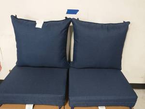 lot 1 image: 2 24 in. x 24 in. Sapphire Leala Texture 2-Piece Deep Seating Outdoor Lounge Chair Cushion