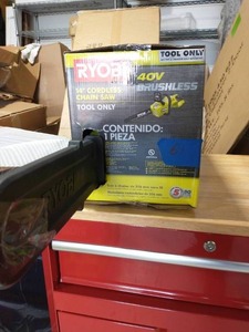 lot 61 image: RYOBI 40V Brushless 14 in. Cordless Battery Chainsaw (Tool Only)