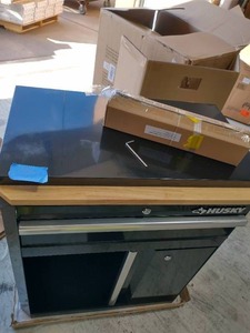 lot 70 image: HUSKY Ready-to-Assemble 24-Gauge Steel 1-Drawer 2-Door Garage Base Cabinet in Black (28 in. W x 33 in. H x 18 in. D)