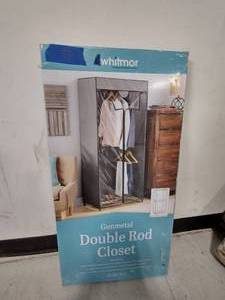 lot 25 image: WHITMOR Portable Closet 68.5 in. H x 30.3 in W x 18 in. D 2-Tier Metal Frame and Clear View Protective Cover in Gray