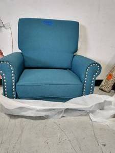 lot 29 image: HANDY LIVING Jean Caribbean Blue Linen Arm Chair
