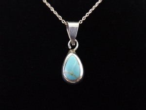 lot 10 image: .925 Sterling Silver Dry Creek Turquoise Cabochon Pendant Necklace