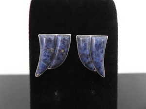 lot 40 image: .925 Sterling Silver Navajo Sodalite Wings Post Earrings