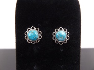 lot 42 image: .925 Sterling Silver Navajo Bisbee Turquoise Post Earrings