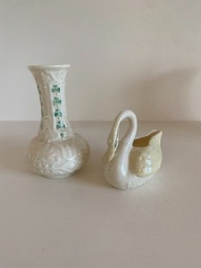 Belleek Swan and Vase