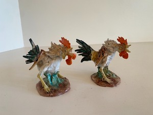 Set of Glazed Terracotta Roosters