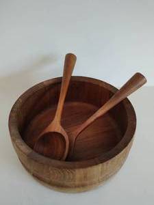 Salad Bowl and Serving Spoons Possibly Teak