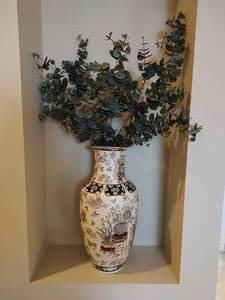 Asian Vase with Faux Floral