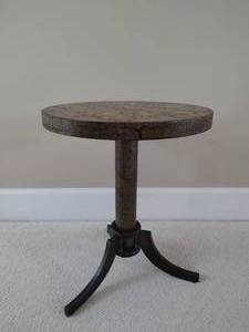 Round End Table with Metal Base