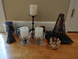 Collection of Home Dcor Including Pair of Krosno Poland Candleholders