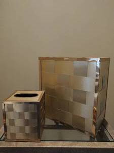 Vintage Garbage Can and Tissue Holder