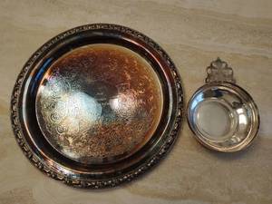 Silverplated Tray and Handled Porringer