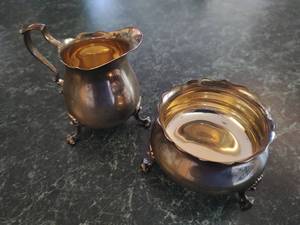 Two Sterling Silver Creamer and Sugar Set by Poole