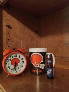 Browns Coffee Mug And Vintage Alarm Clock
