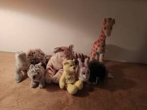 Collection of Mainly Collectible Steiff Stuffed Animals from Germany.