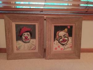 Two Framed Clown Art
