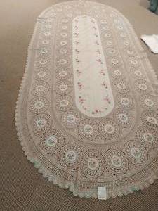 Old Handmade Table-Cloth With 12 Place Settings