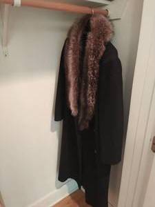 Ashley Scott Wool Peacoat with Fur Collar