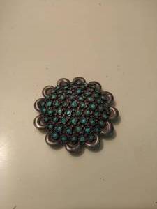 Turquoise And Silver Brooch