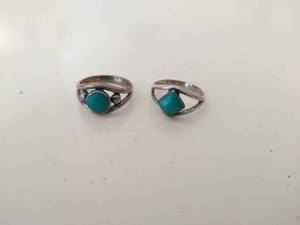 Two Sterling Silver And Turquoise Rings