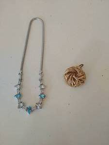 Sterling Silver Chocker Necklace And Gold Plated Silver Pendant