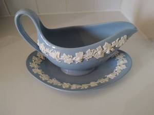 Wedgwood Embossed Queens Wear Gravy Boat