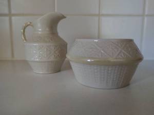 Belleek Creamer and Sugar Dish