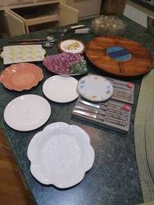 Collection of Vintage Plates and Utensils