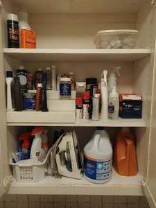 Collection of Cleaning Products and Household Items