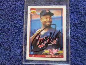 lot 37 image: 1991 Topps Kirby Pucket Autograph w...