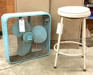 lot 62 image: Fan and Stool