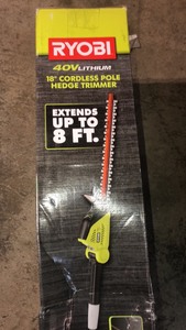 lot 5 image: RYOBI 40V 18 in. Cordless Battery Pole Hedge Trimmer with 2.0 Ah Battery and Charger