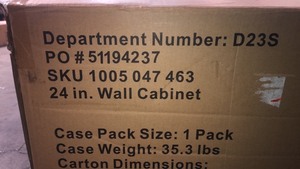 lot 26 image: Husky Regular Duty Welded 24-Gauge Steel Wall Mounted Garage Cabinet in Black (24 in. W x 18 in. H x 12 in. D)