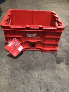lot 36 image: Milwaukee PACKOUT 18.6 in. Tool Storage Crate Bin with Carrying Handles and 50 lb. Weight Capacity