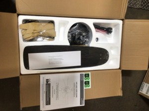 lot 49 image: Home Decorators Collection 52 in. Bay City Indoor LED Matte Black with Brass Accents Dry Rated Ceiling Fan with Light Kit and 5 Reversible Blades