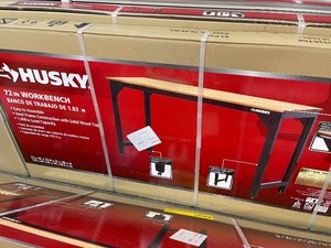 lot 53 image: Husky 6 ft. Solid Wood Top Workbench New