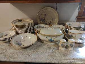 lot 52 image: Collection of Vintage Mikasa Blue Daisies Dish Set