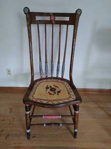 lot 55 image: Vintage Hand Painted Wooden Chair