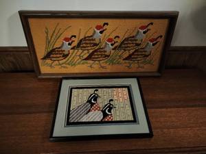 lot 208 image: Two Quail Needlepoint Artwork