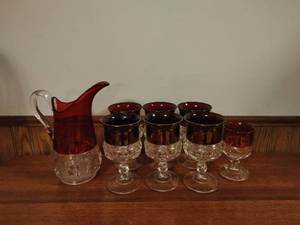 lot 217 image: Collection of Kings Crown Style Red Glass