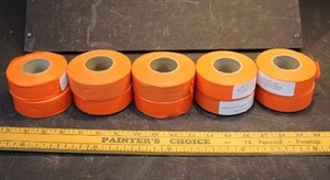 LOT OF 10 NEW ORANGE FLAGGING TAPE ROLLS