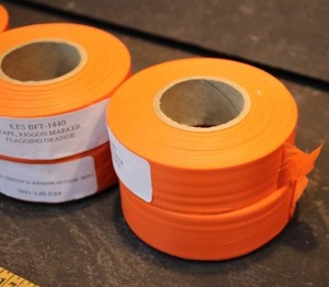 LOT OF 10 NEW ORANGE FLAGGING TAPE ROLLS