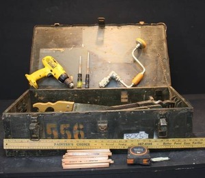 LOT OF MISC WOOD TOOLS IN BOX