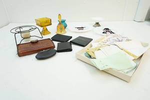 Glass dcor, wallets, hankies and more