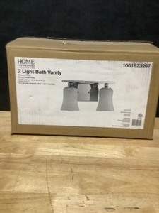 Home Decorators Collection 2-Light Chrome Square Bath Vanity Light with Etched White Glass. See Pictures