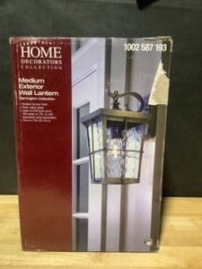 Home Decorators Collection Barrington 1-Light Golden Bronze Outdoor 14 in. Wall Lantern Sconce with Clear Water Glass. See Pictures