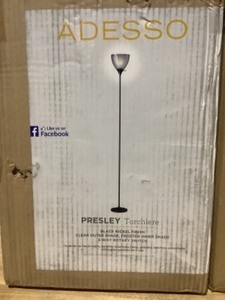 Adesso 3565-01 Presley 72 inch 150 watt Black Nickel Floor Lamp Portable Light & Camberly 1-Light Satin Nickel Pendant with Clear Glass Shade See Pictures